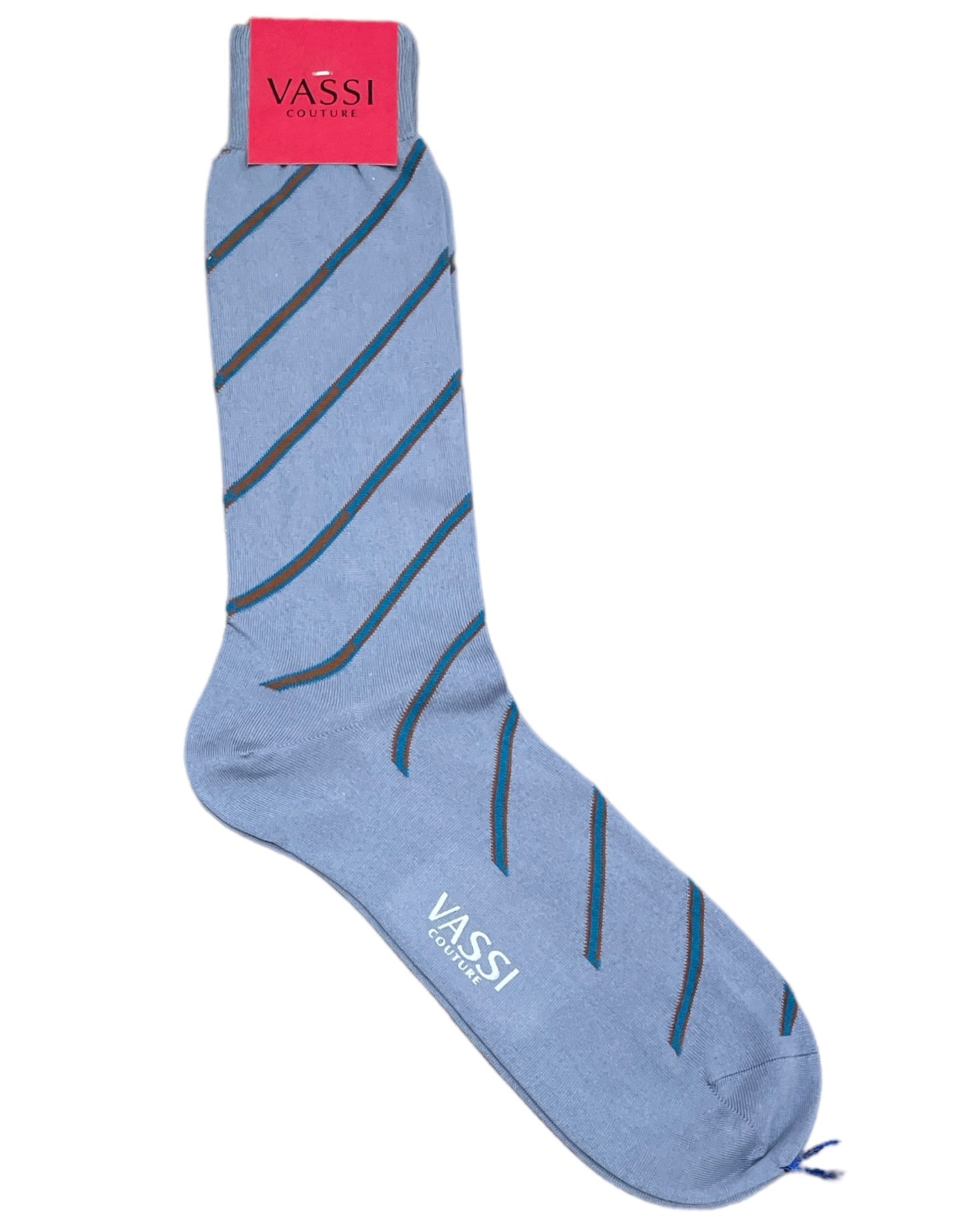 Diagonal Stripe Cotton Socks SocksLight Blue