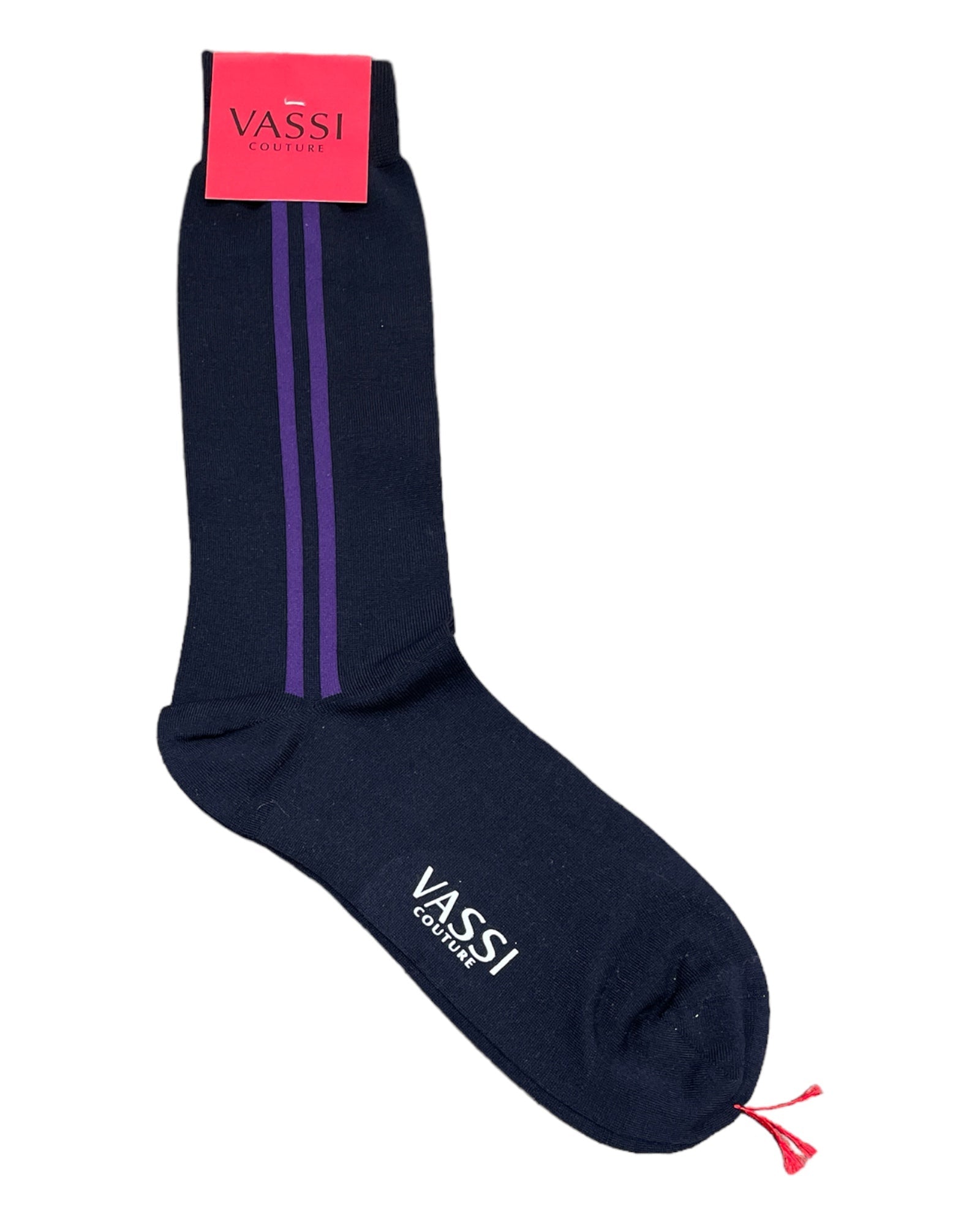 Double Striped Comfort-Socks - Navy-Purple Socks
