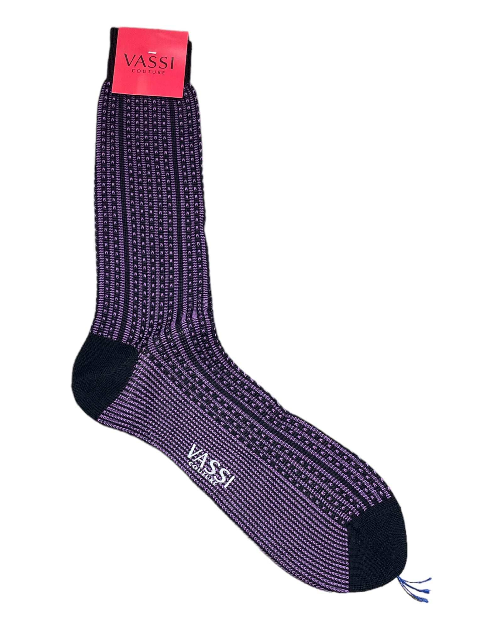 Extra-fine Dotted Striped Cotton Dress Socks - Purple Socks