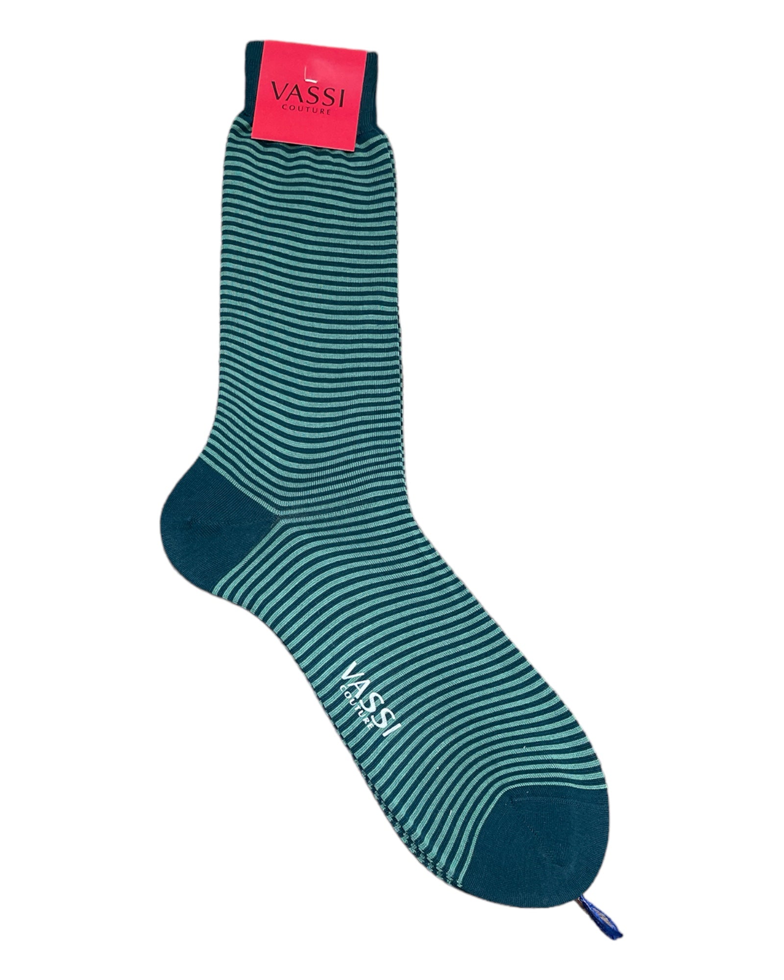 Extra-fine Horizontal Striped Cotton Socks - Emerald Green Socks