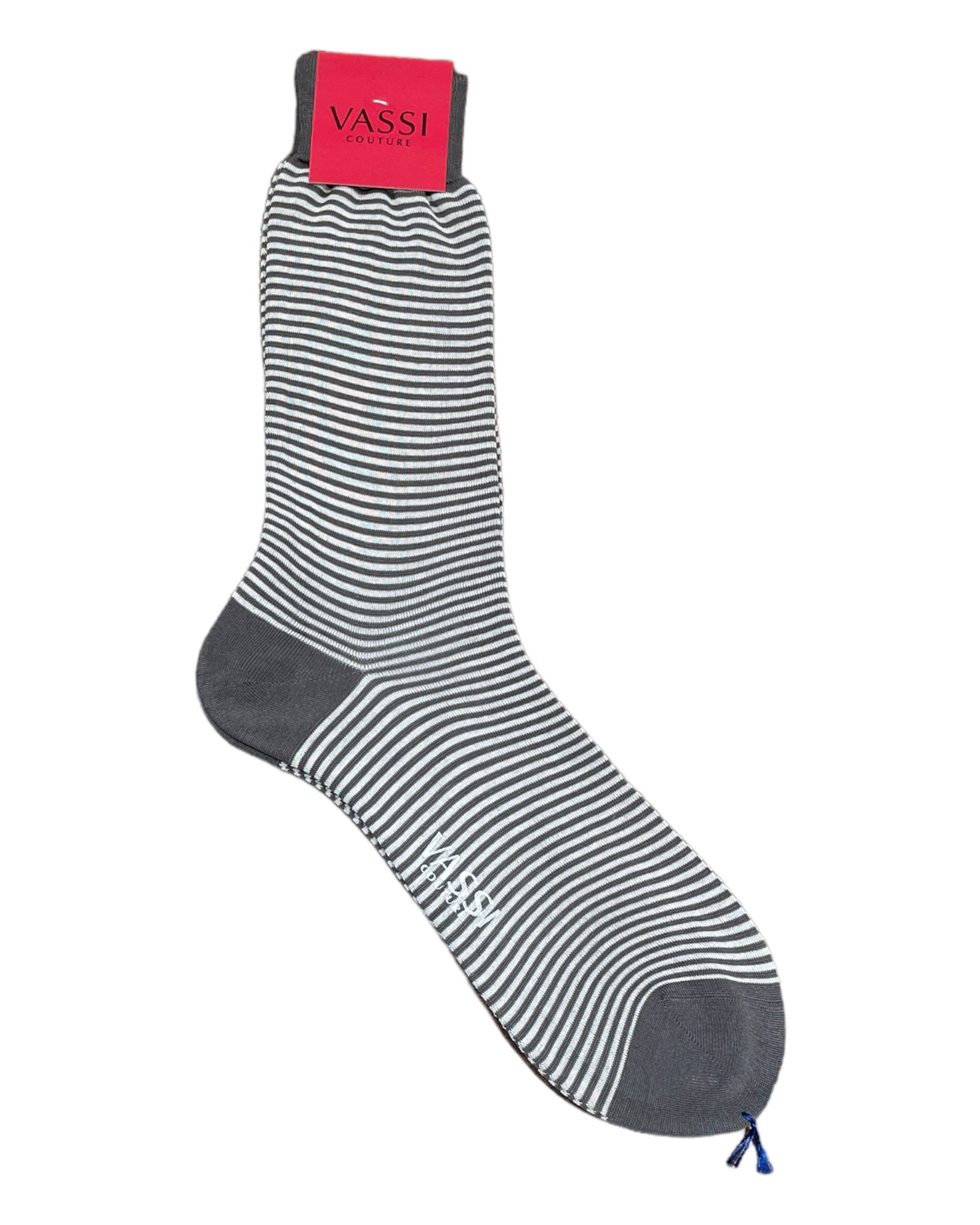 Extra-fine Horizontal Striped Cotton Socks - Grey Socks