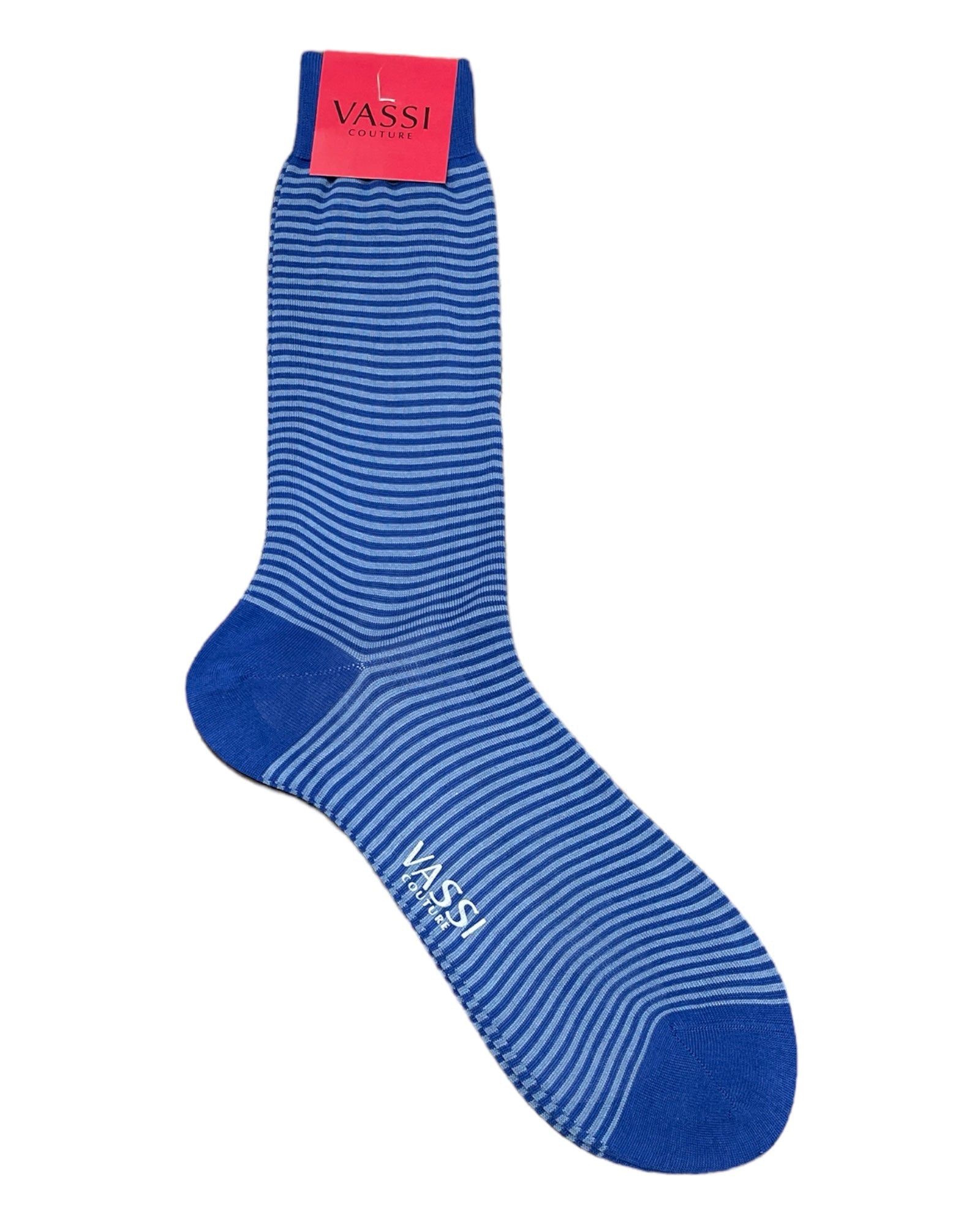 Extra-fine Horizontal Striped Cotton Socks - Indigo Blue Socks