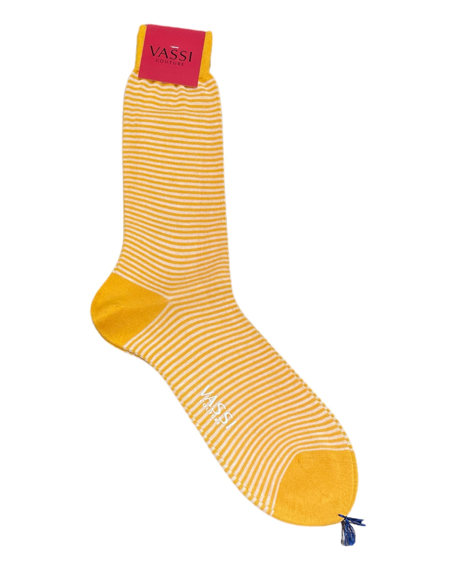 Extra-fine Horizontal Striped Cotton Socks - Mustard Socks