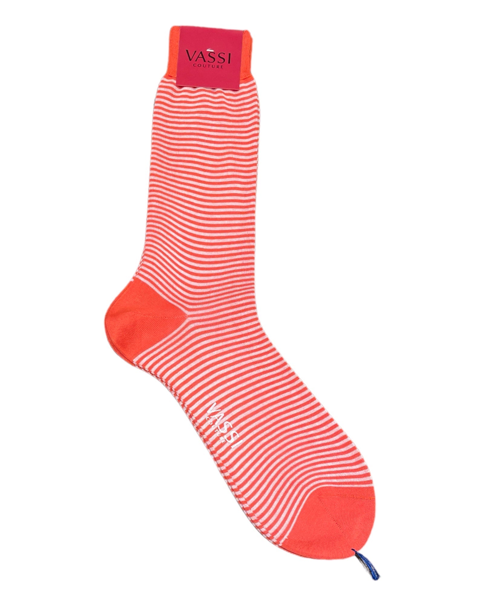 Extra-fine Horizontal Striped Cotton Socks - Tangerine Socks