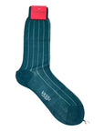 Extra-fine Shadow Striped Cotton Dress Socks SocksDark Green