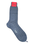 Extra-fine Shadow Striped Cotton Dress Socks SocksBlue Steel