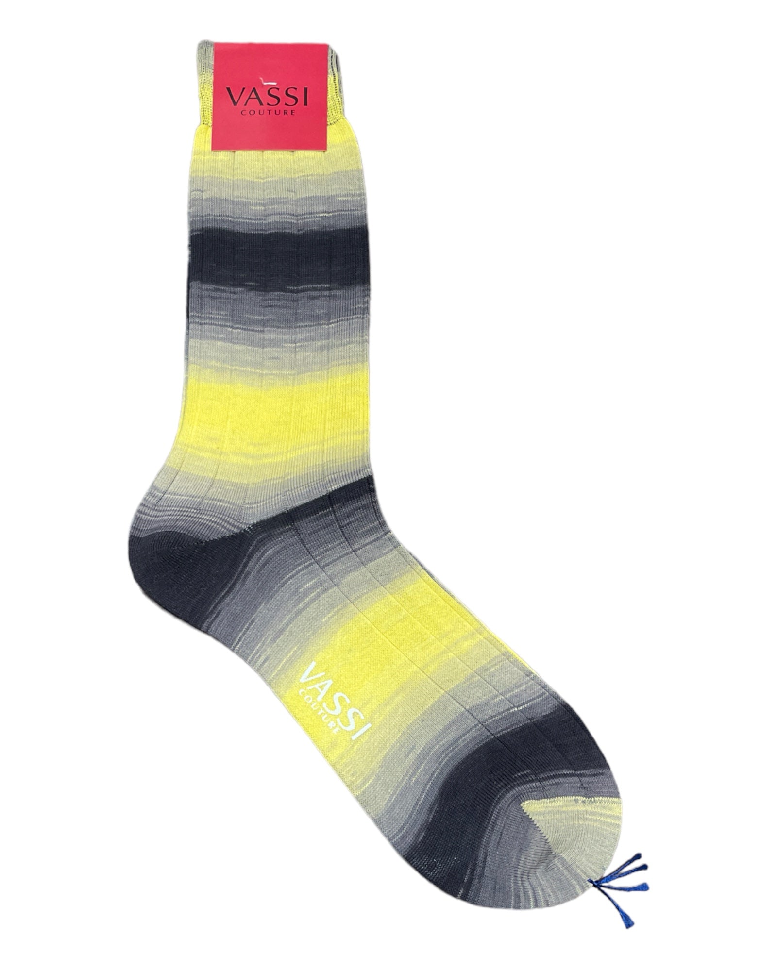 Extra-fine Yellow & Grey Shadow Striped Cotton Socks Socks