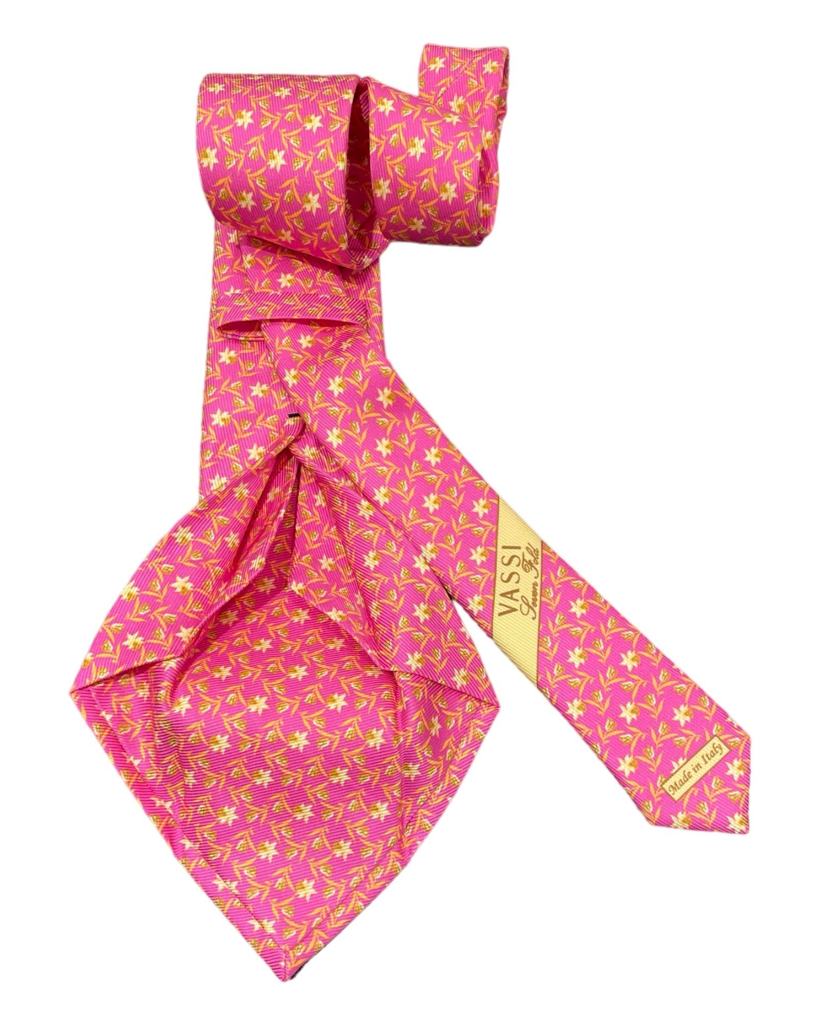 Floral Print 7F Silk Tie - Pink/Beige TIES & BOWTIES