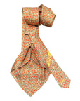 Floral Print 7F Silk Tie - Taupe/Red TIES & BOWTIES