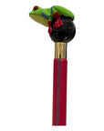 Frog Long Shoehorn - Red Leather Shaft,Green Stitches SHOEHORN