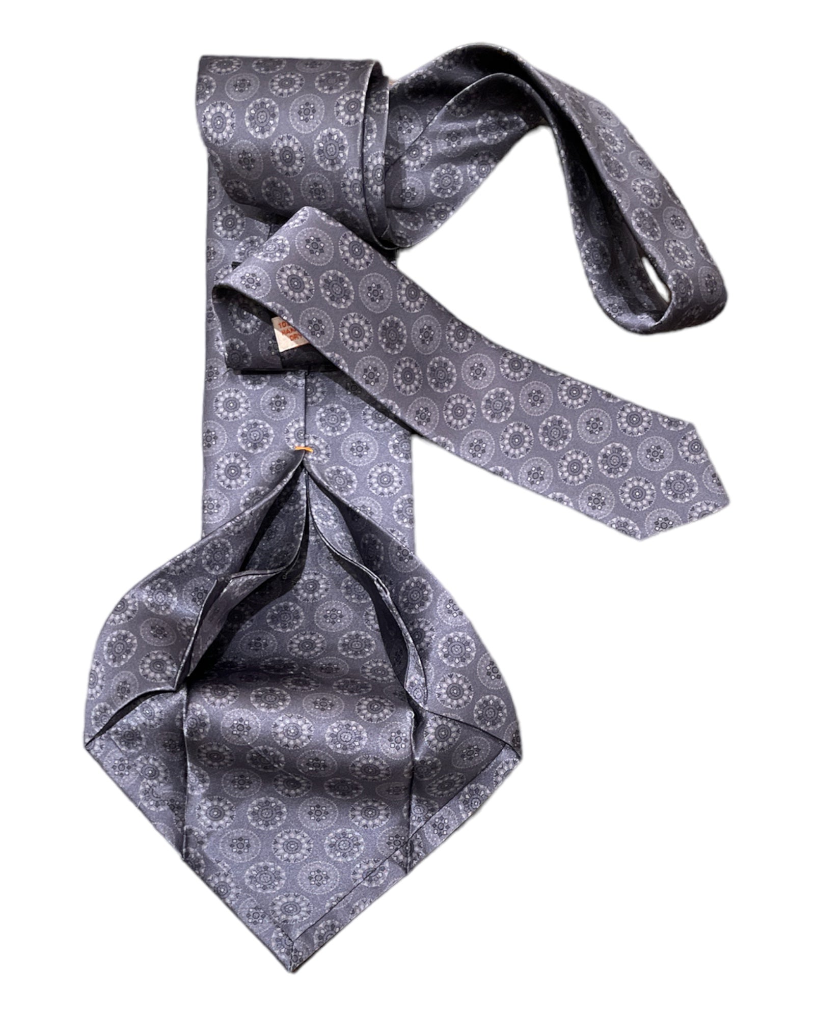 Grey Medallion Seven-Fold Silk Tie TIES