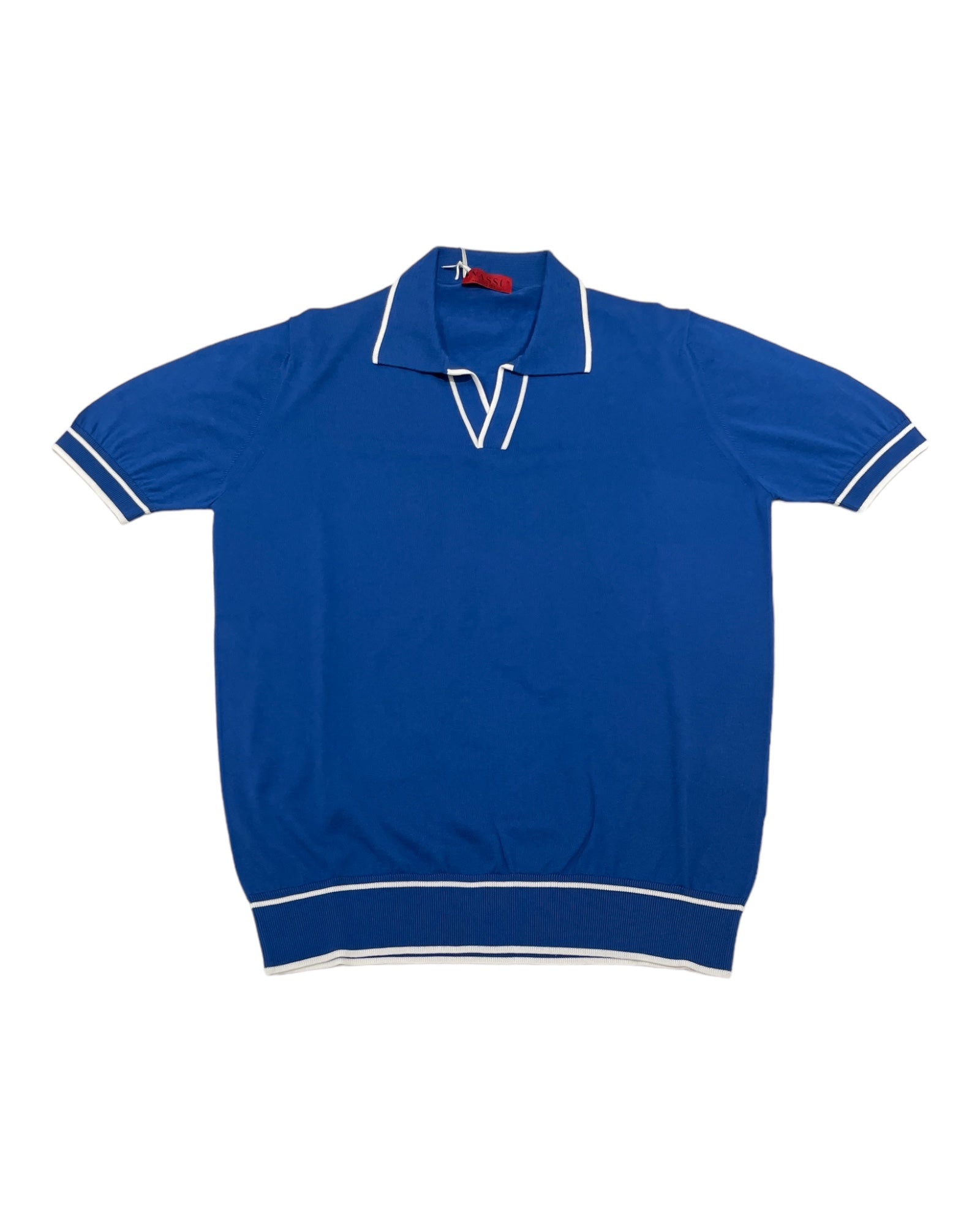 Johnny Collar Polo Shirt - Indigo Blue, White Trim SWEATERSM