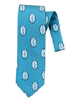 Large Medallion Seven-Fold Silk Tie - Blue TIES