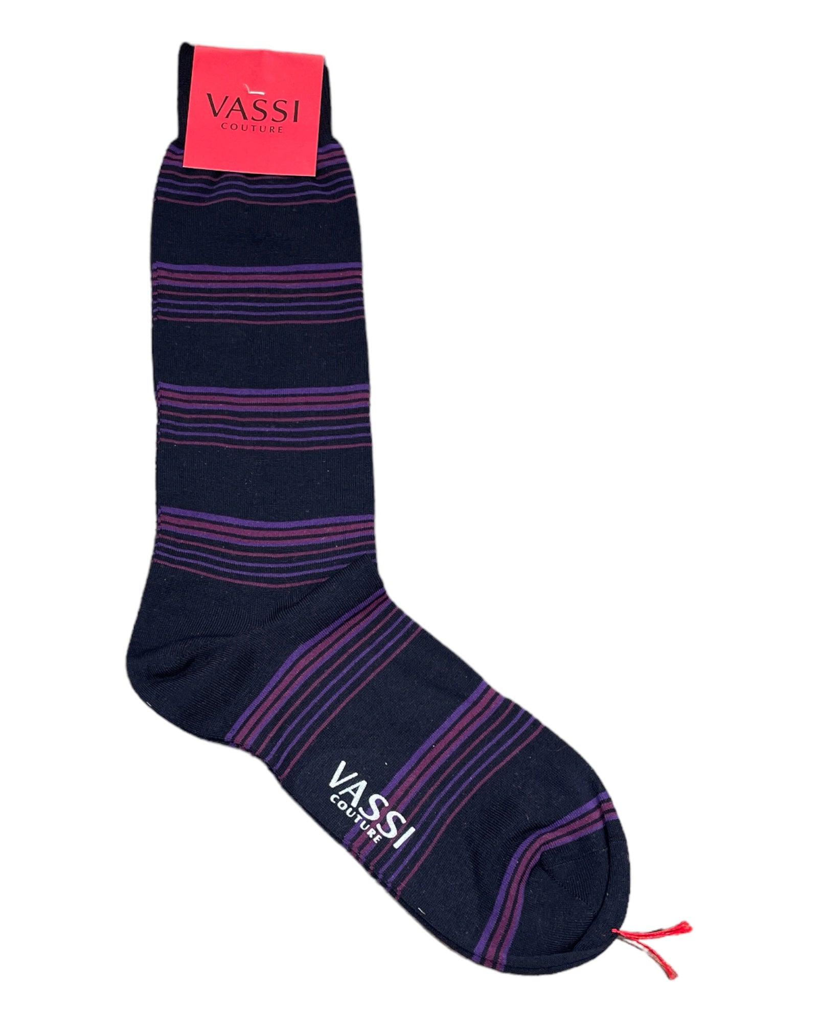 Navy with Purple Horizontal Stripes Socks