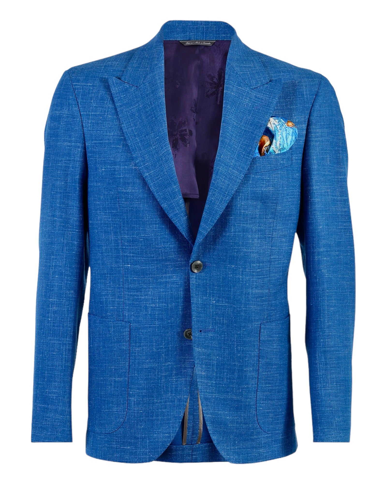 Peak Lapel Wool & Linen Blazer - Indigo Blue JACKETS42R