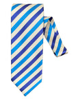 Regimental Seven-Fold Ties in Jacquard Silk TIESBlue/White