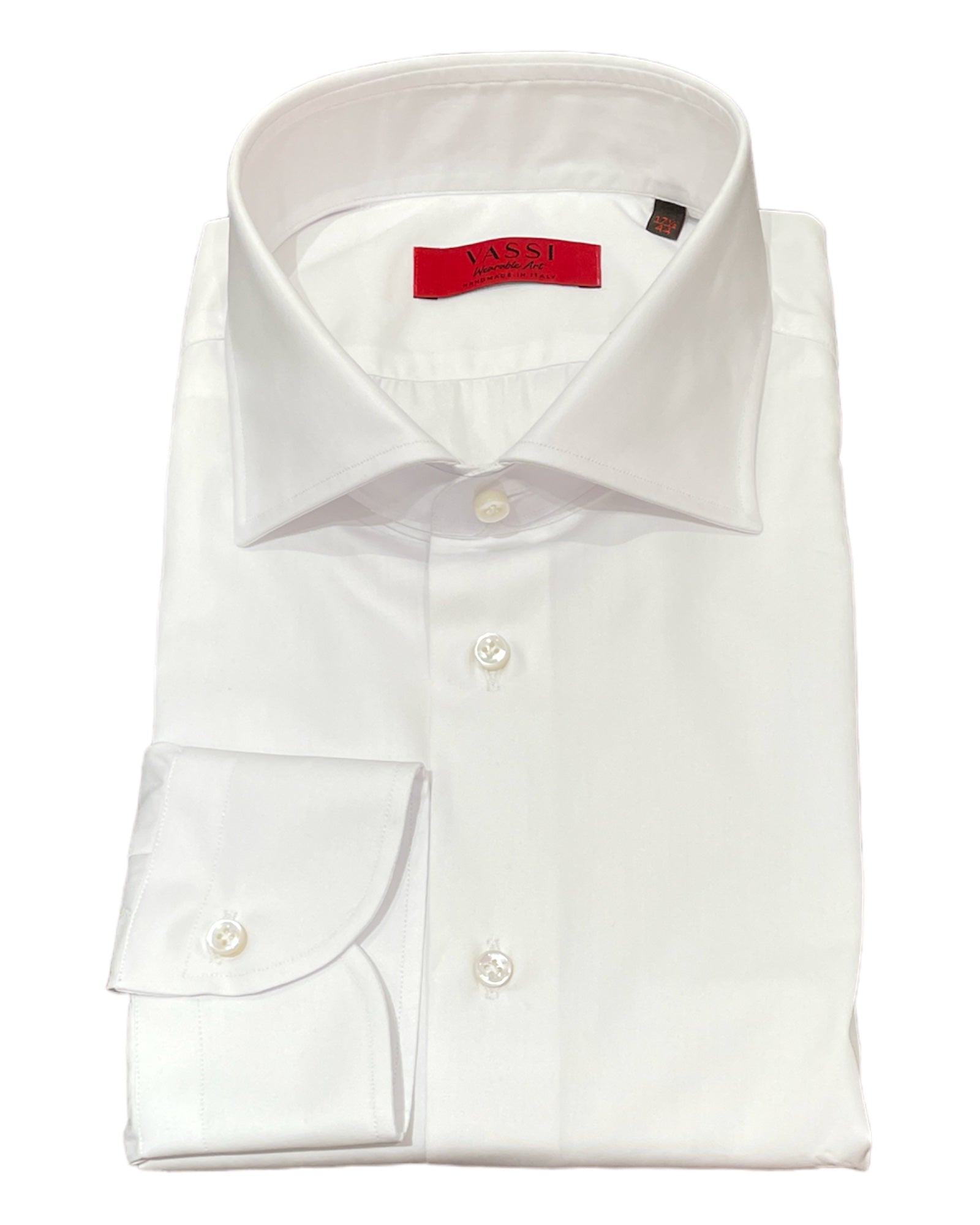 Semi Spread Collar Dress Shirt -Plain White Super 120's DRESS SHIRTS15.5