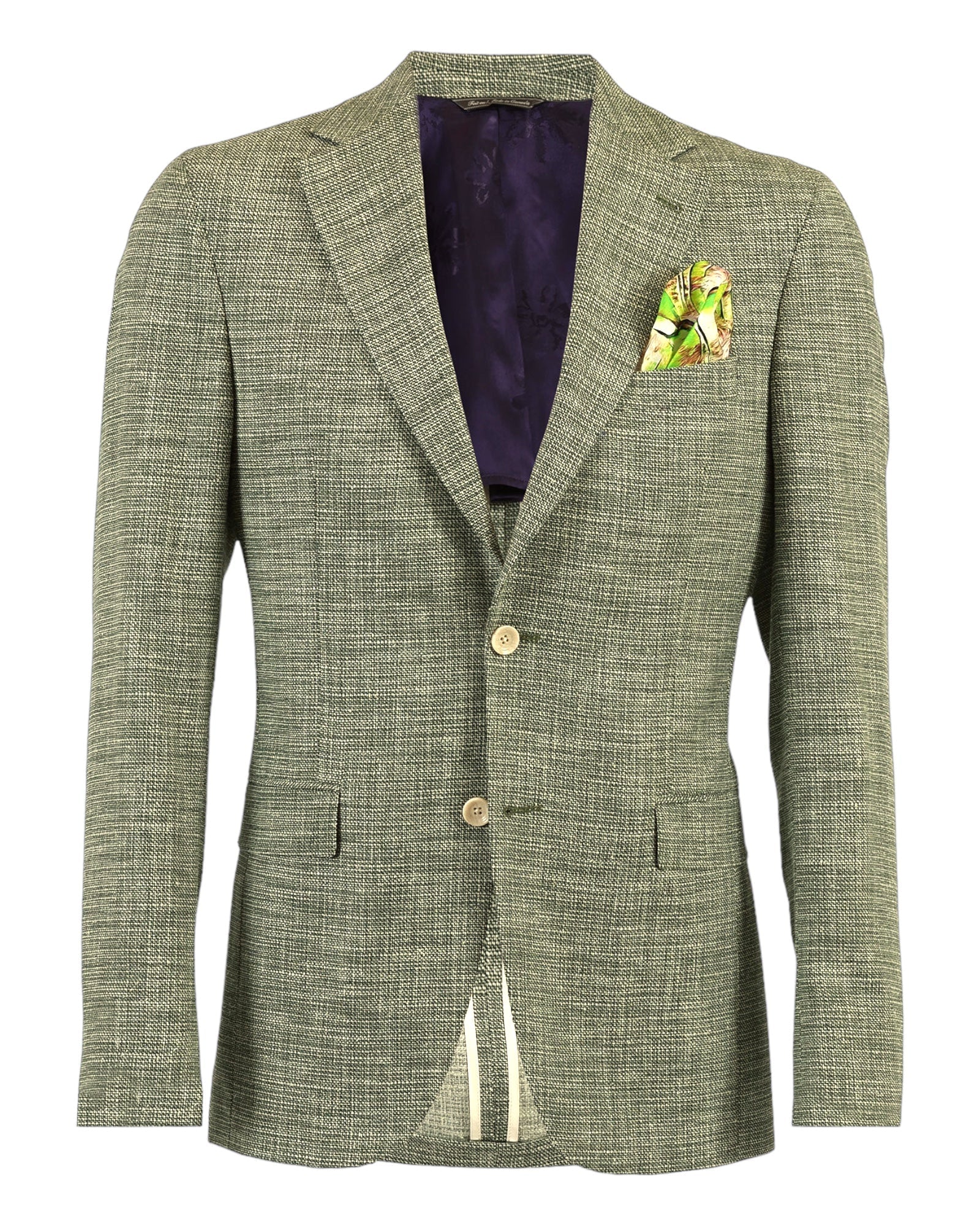 SOLID WOOL, SILK AND COTTON BLAZER IN GREEN JACKETS42S