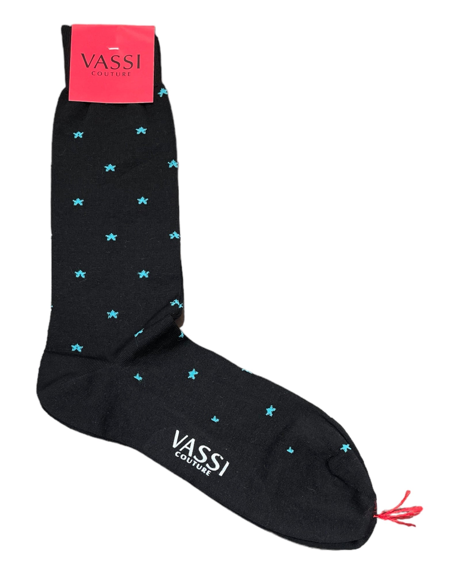 Star Printed Comfort Socks - Black_Turquoise Socks