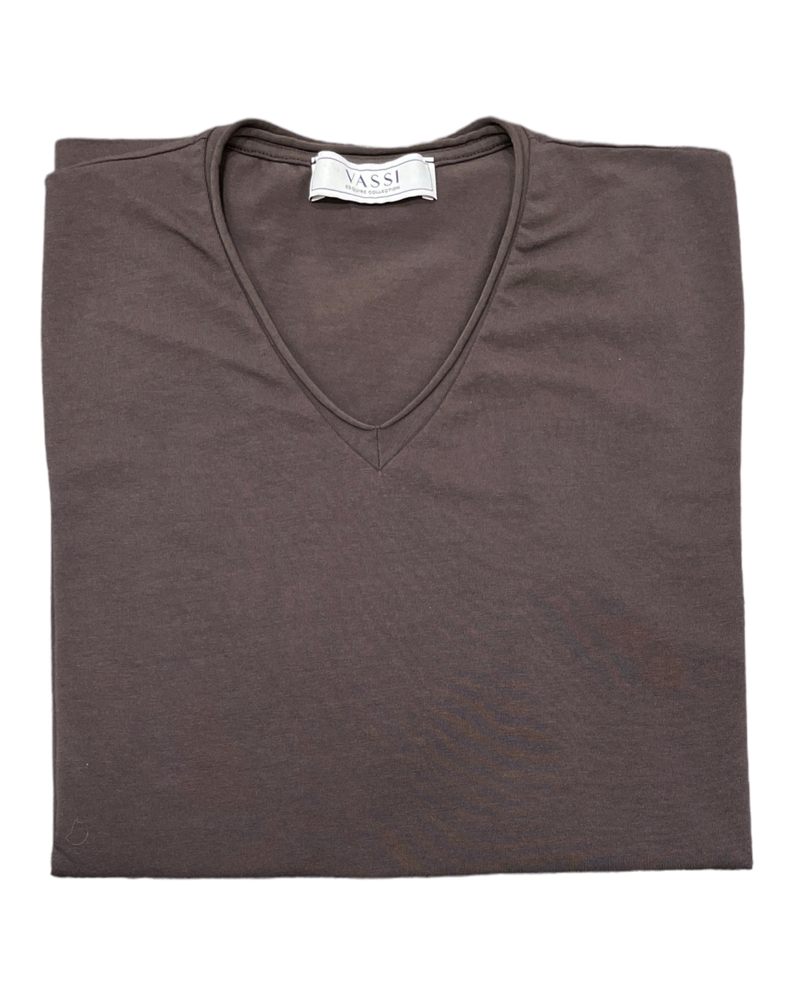 Stretch-Cotton Rolled V-Neck T-Shirt - Cacao SWEATERSM