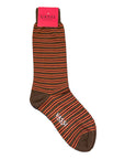 Striped Pattern Stretch Cotton Socks SocksBrown