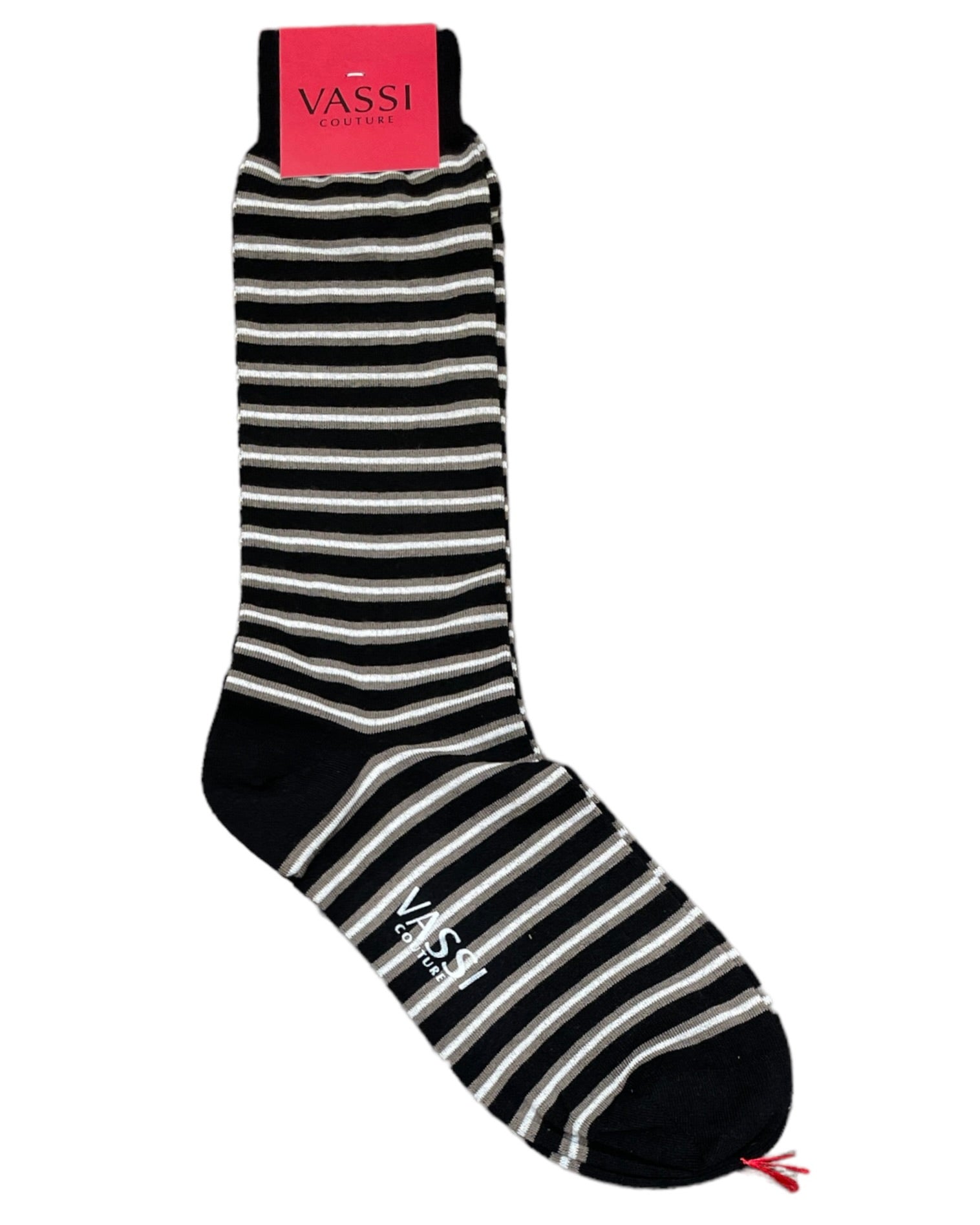 Striped Pattern Stretch Cotton Socks SocksBlack