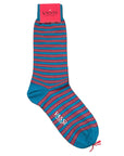 Striped Pattern Stretch Cotton Socks SocksTeal
