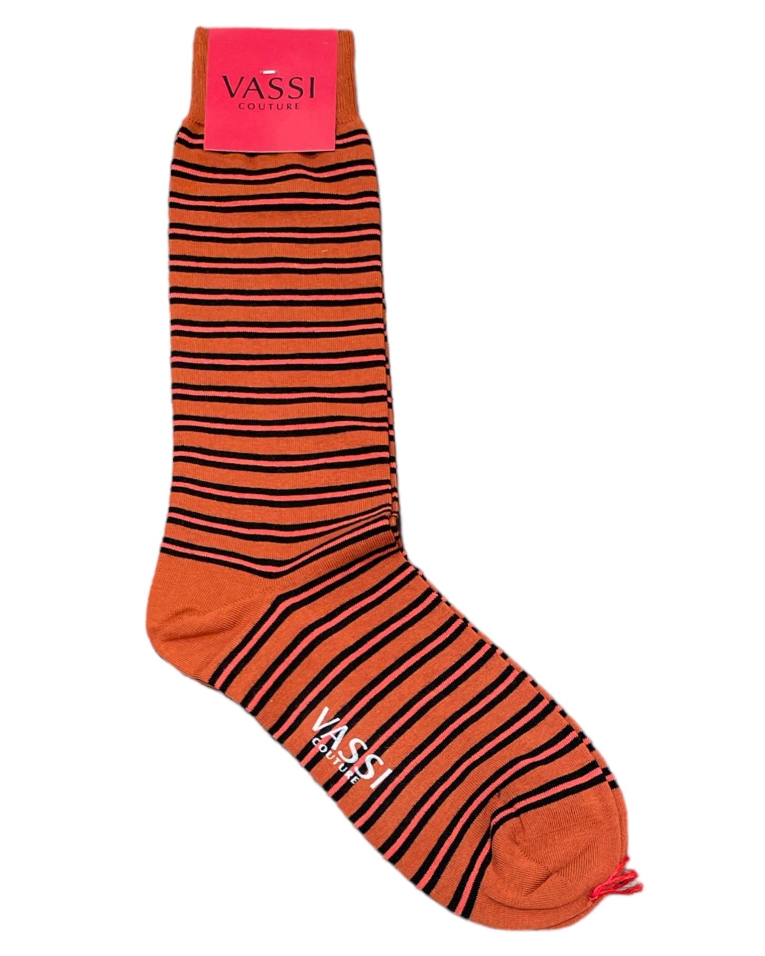 Striped Pattern Stretch Cotton Socks SocksRust