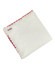 White Linen Pocket Square With Handrolled Triple V- Stitch Pocket SquareBurgundy-Beige