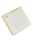 White Linen Pocket Square With Handrolled Triple V- Stitch Pocket SquarePistachio