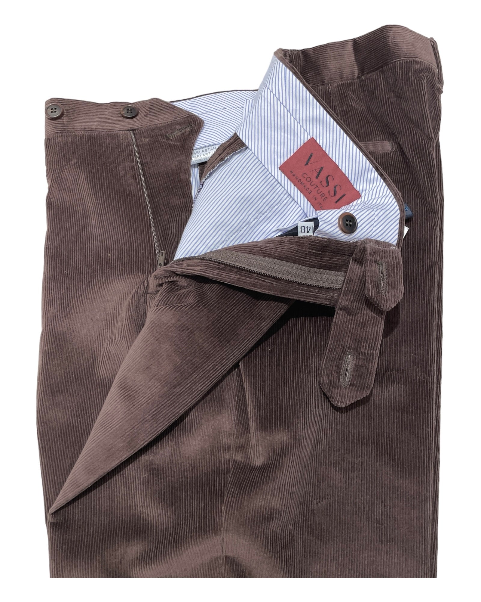 Sartorial Cotton corduroy trouser with pleat - Chocolate Brown
