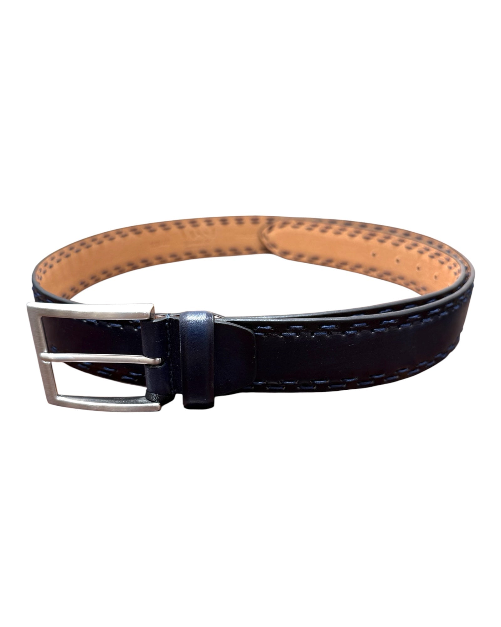 Airbrushed Hand-Dyed leather Belt with Hand Stitching - Blue BELTS46