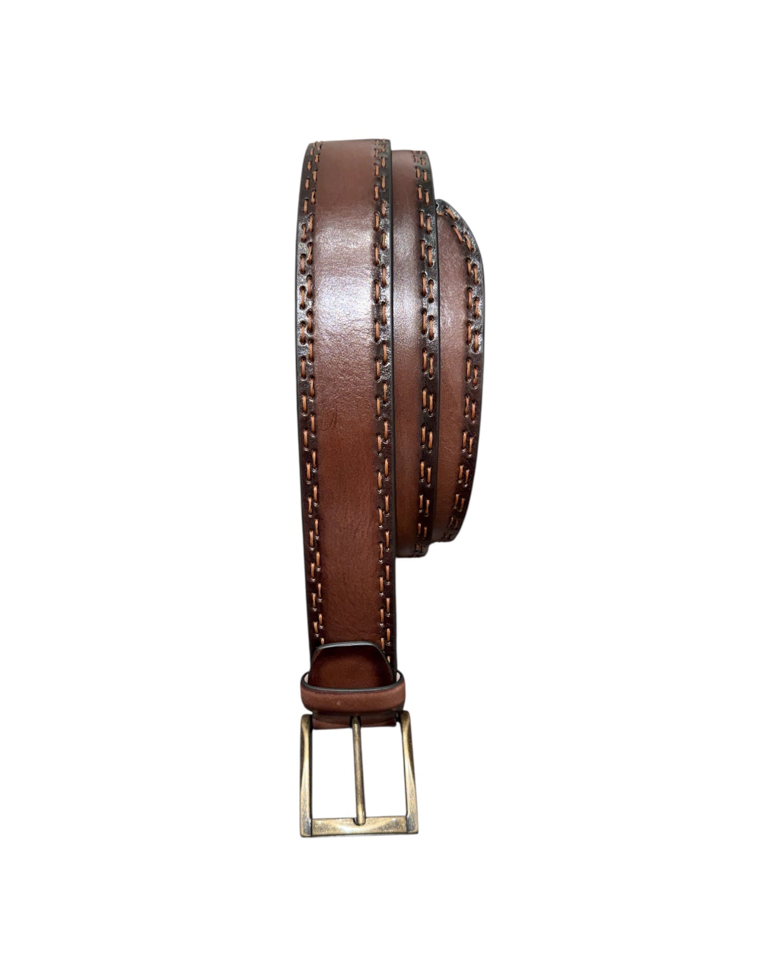 Airbrushed Hand-Dyed leather Belt with Hand Stitching - Brown BELTS46