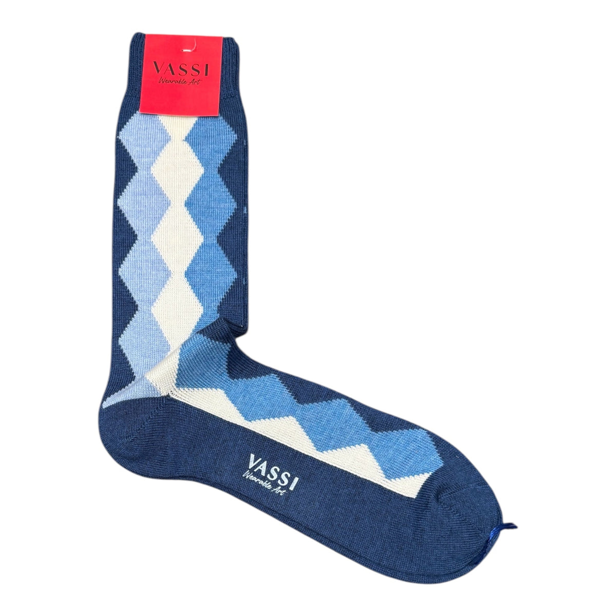 Argyle Merino Wool Socks SocksBlue/White