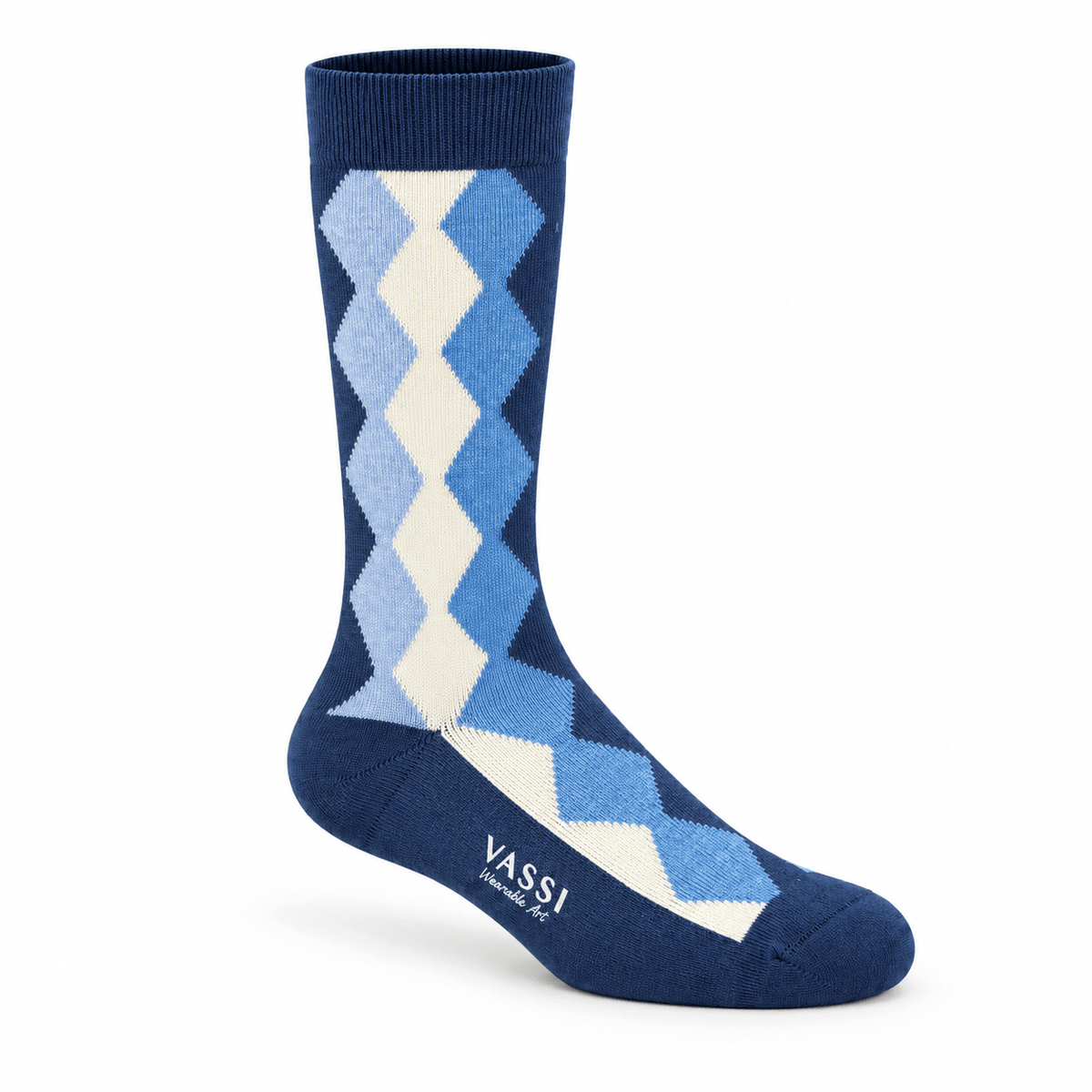 Argyle Merino Wool Socks SocksBlue/White