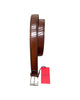 Artisanal hand-dyed leather belt with diagonal engraving, airbrushed shading - Brown BELTS46