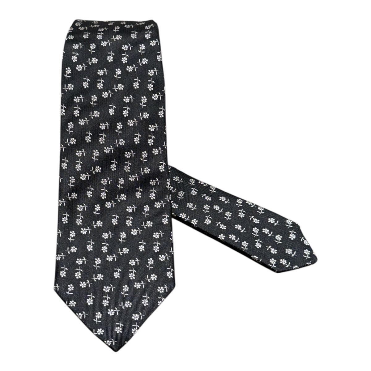 Black Floral Seven Fold Silk Tie TIES