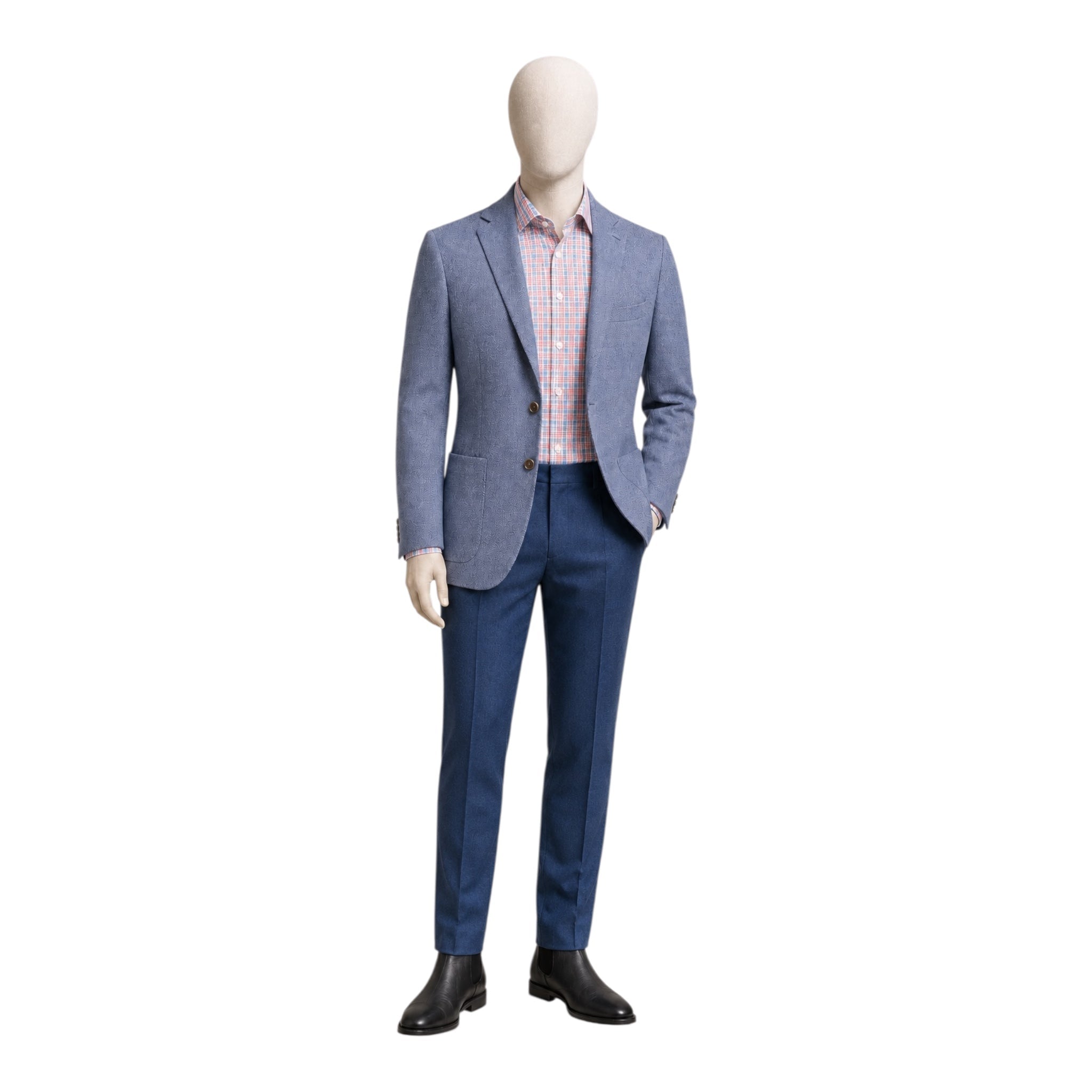 Blue Steel Herringbone Jersey Blazer - Loro Piana Wool Attitude JACKETS38S