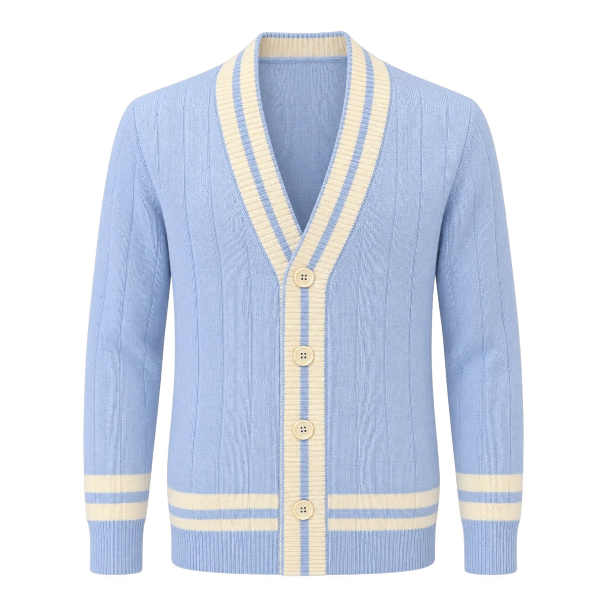 Cable Knit Cashmere Cardigan - Blue/White SWEATERS52 EU