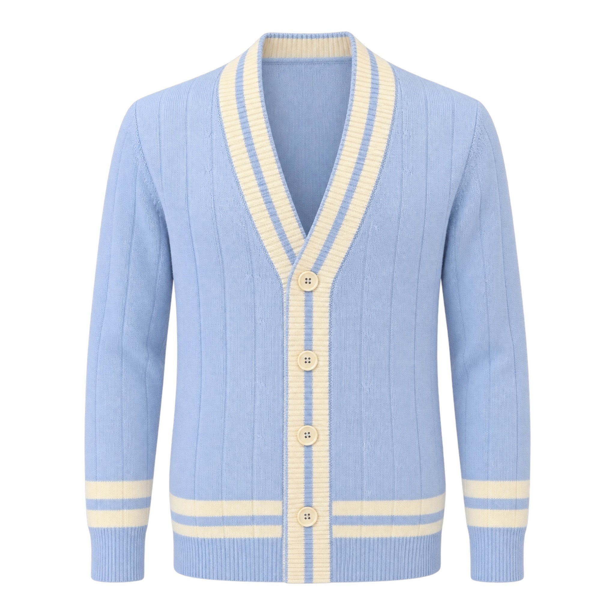 Cable Knit Cashmere Cardigan - Blue/White SWEATERS52 EU