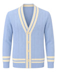 Cable Knit Cashmere Cardigan - Blue/White SWEATERS52 EU