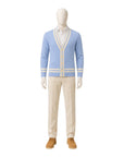 Cable Knit Cashmere Cardigan - Blue/White SWEATERS52 EU