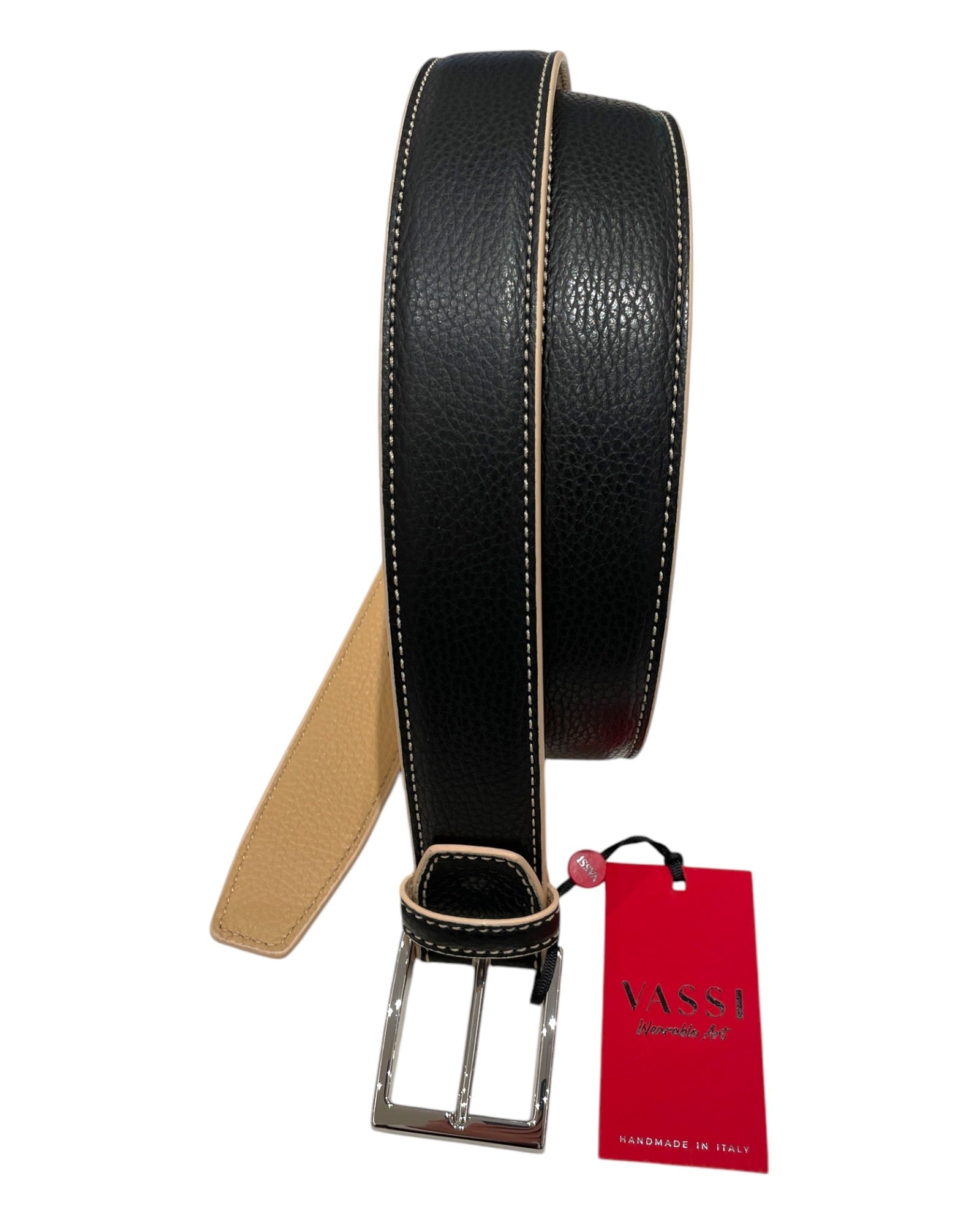 Calf Bull + Bull - Black/Champagne BELTS46