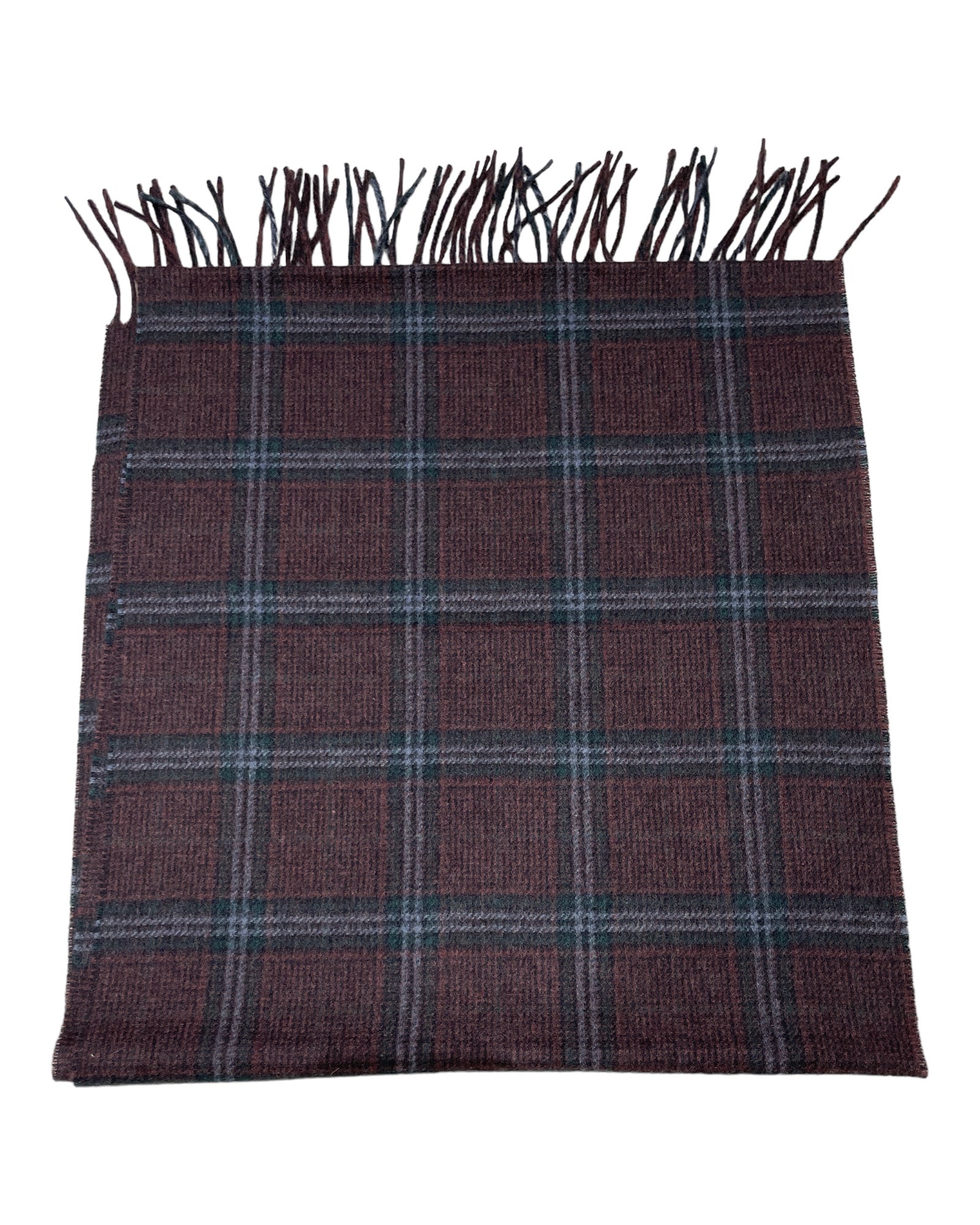 Cashmere Scarf - Wine with Blue &amp; Green Check