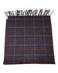 Cashmere Scarf - Wine with Blue & Green Check