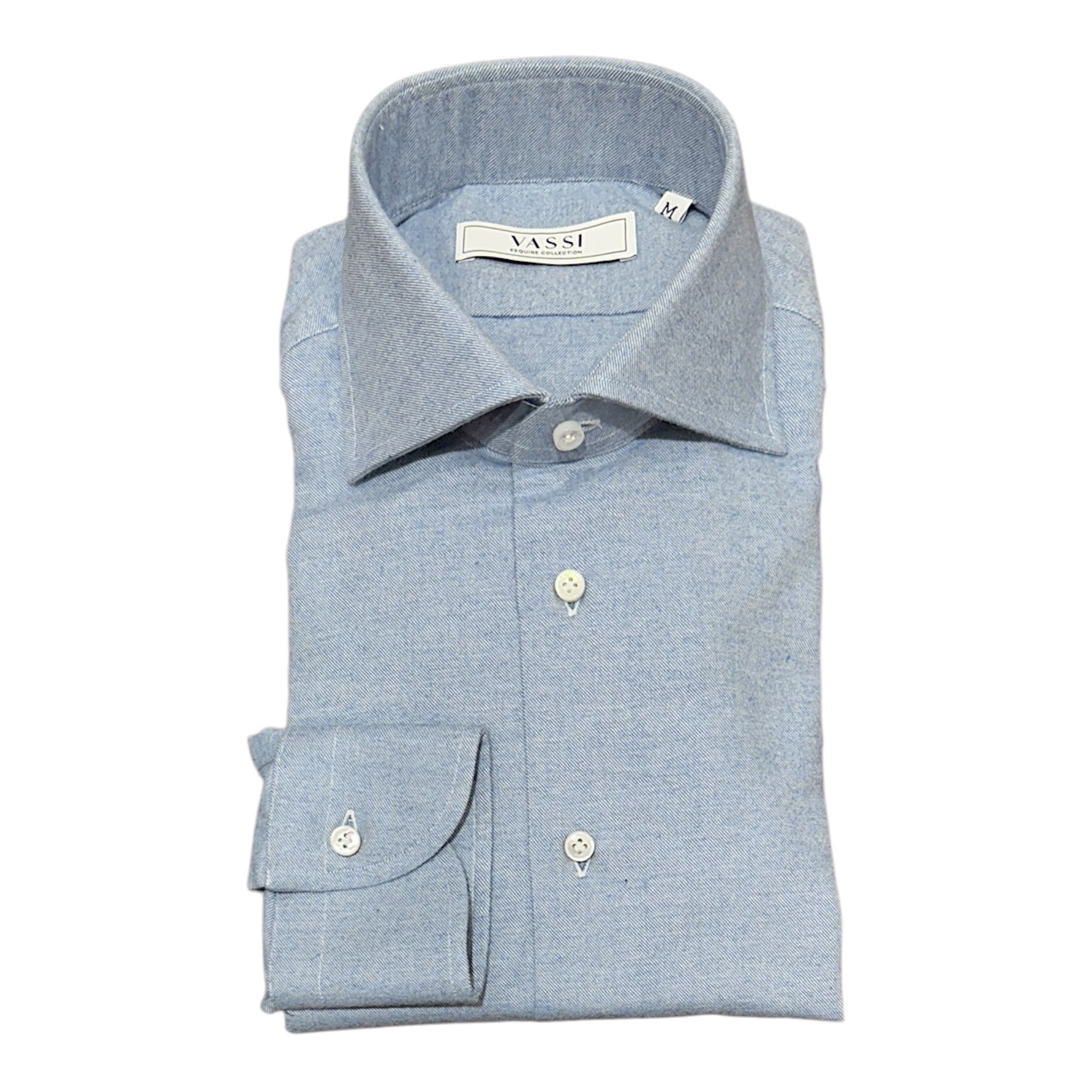 Cashmere & Cotton Shirt - Blue SPORT SHIRTSM