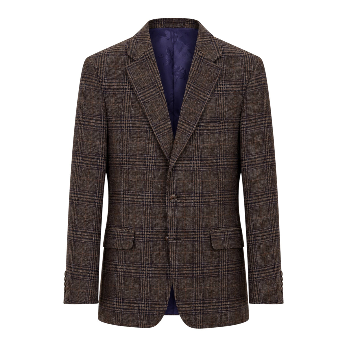 Cashmere & Wool Plaid Jacket - Brown JACKETS40R