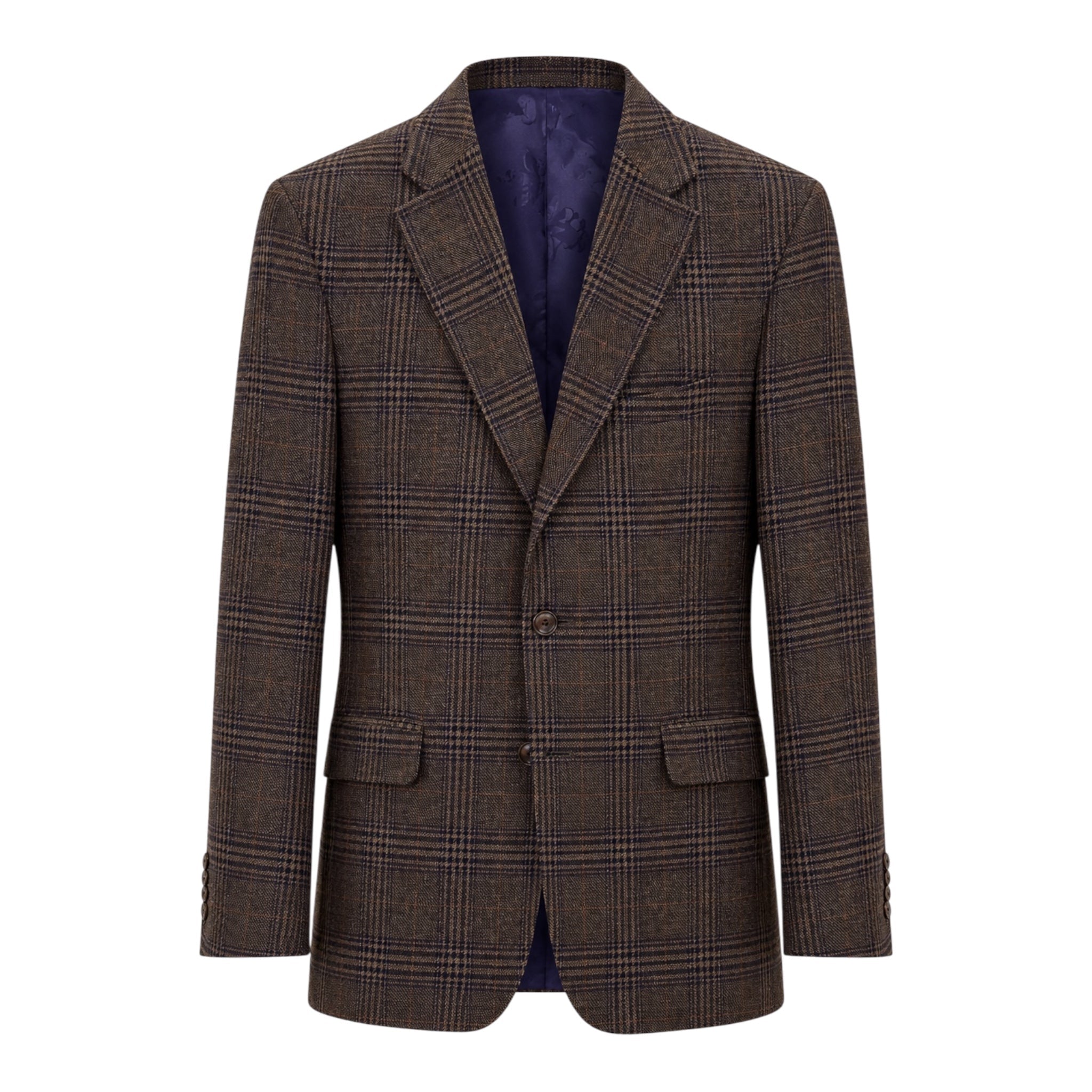 Cashmere &amp; Wool Plaid Jacket - Brown JACKETS40R