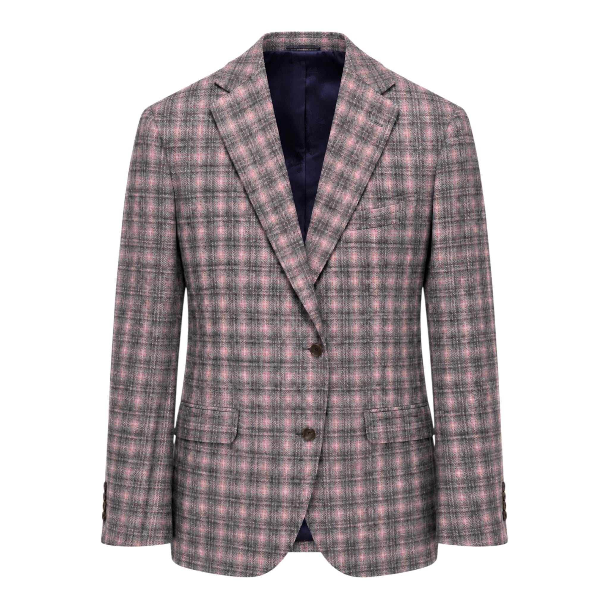 Cashmere &amp; Wool Plaid Jacket - Grey/Pink JACKETS40R