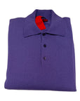 Pure Cashmere Polo with Color Contrast Hem & Cuffs